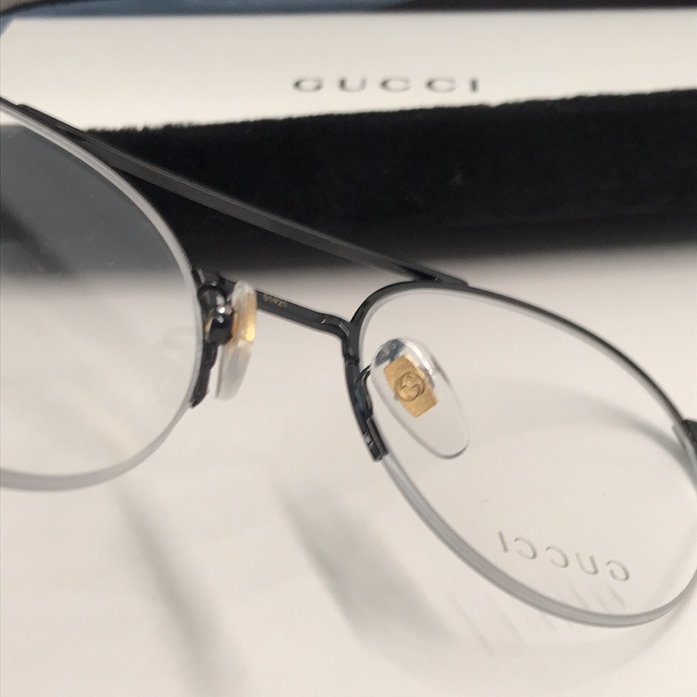 Authentic Gucci GG0682O 001 Eyeglasses – Black Semi-Rimless Round Frame - Picture 6 of 12